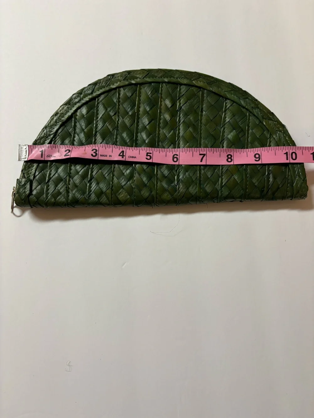 Unbranded Woven Half-Moon Zip Clutch — Dark Green